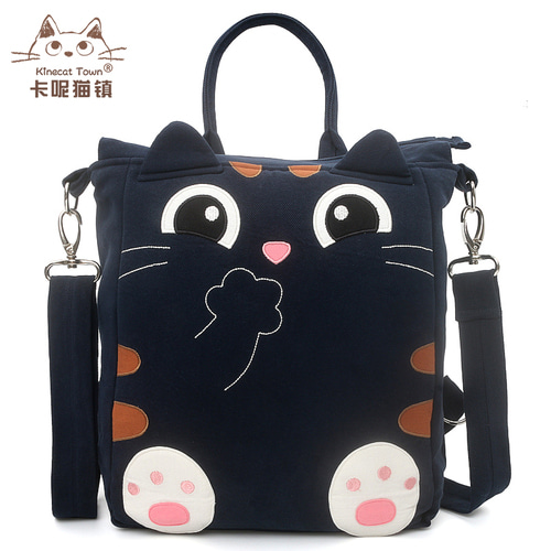 KINECAT kine cat 원래 순수한 면화 귀여운 입체 스 니어 고양이 어깨 학교 가방 메신저 가방 다목적 여성 가방