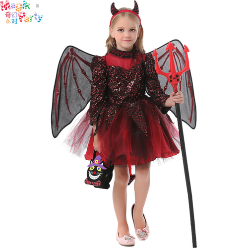 할로윈 어린이 공연 의상 코스프레 공연 의상 소녀 작은 붉은 악마 푹신한 악마 공주 드레스