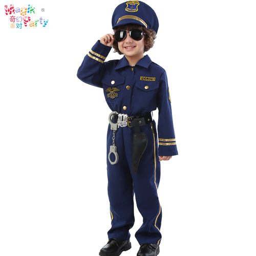 아동 의상 코스프레 공연 의상 가장 무도회 공안 경찰 교도관 3-4 야드 105cm