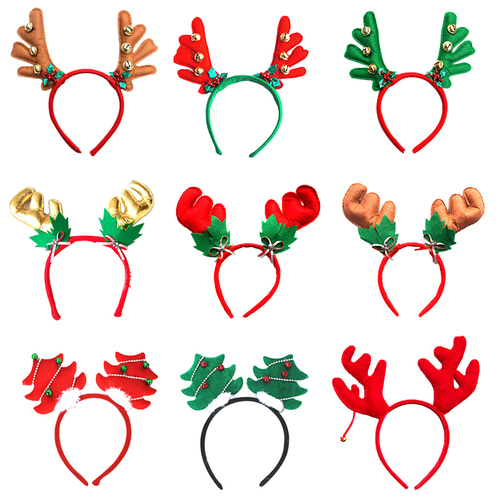 크리스마스 antlers 머리띠 머리띠 머리띠 머리띠 머리 카드 성인 어린이 드레스 선물 머리핀 산타 양말